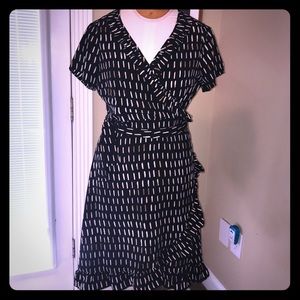 Black Wrap Around Dress Short Sleeves NWOT